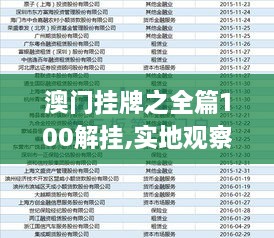 澳門掛牌正版掛牌完整掛，探索與解析，澳門掛牌正版探索與解析，完整掛牌指南